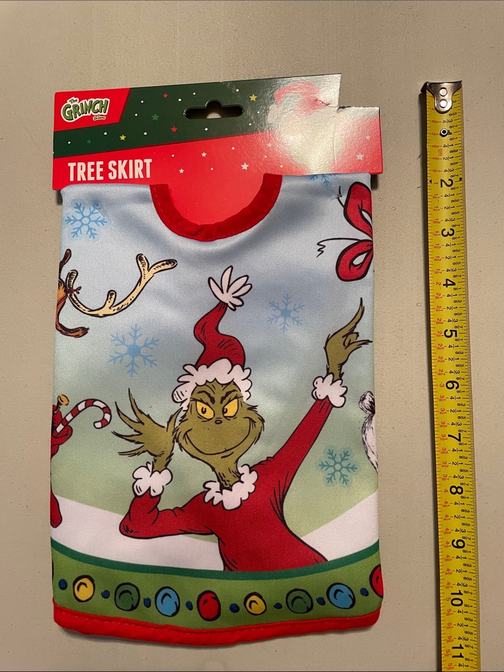 the Grinch Christmas Red Printed Tree Skirt New
